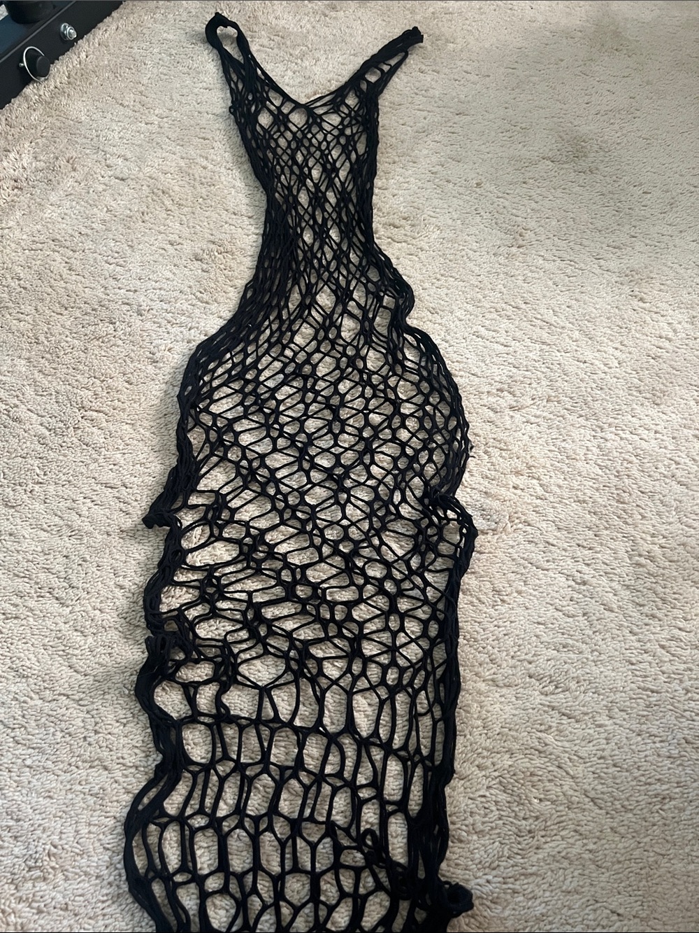 Black Crochet Fishnet Maxi Cover-Up Dress